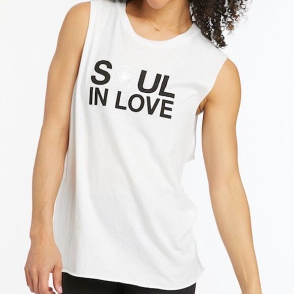 SoulCycle Soul in Love White Tank Top Raw Hems - Picture 3 of 8